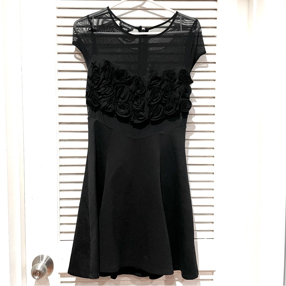BEBE Short Sleeve Flare Mini Dress